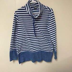Blue Striped Cowl Neck Fleece